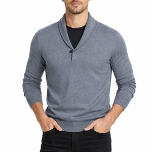 Men's Gray Shawl Collar Sweater